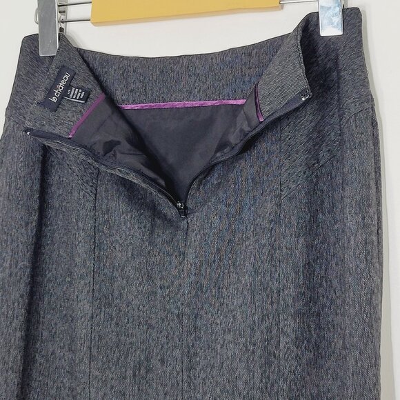 le chateau Black White Zipper Back Plated Pencil Business Casual Skirt Size 1/2 - Picture 4 of 11